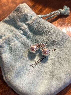 Tiffany & Co. Sterling Silver 8mm HardWear Ball Earrings With Pouch